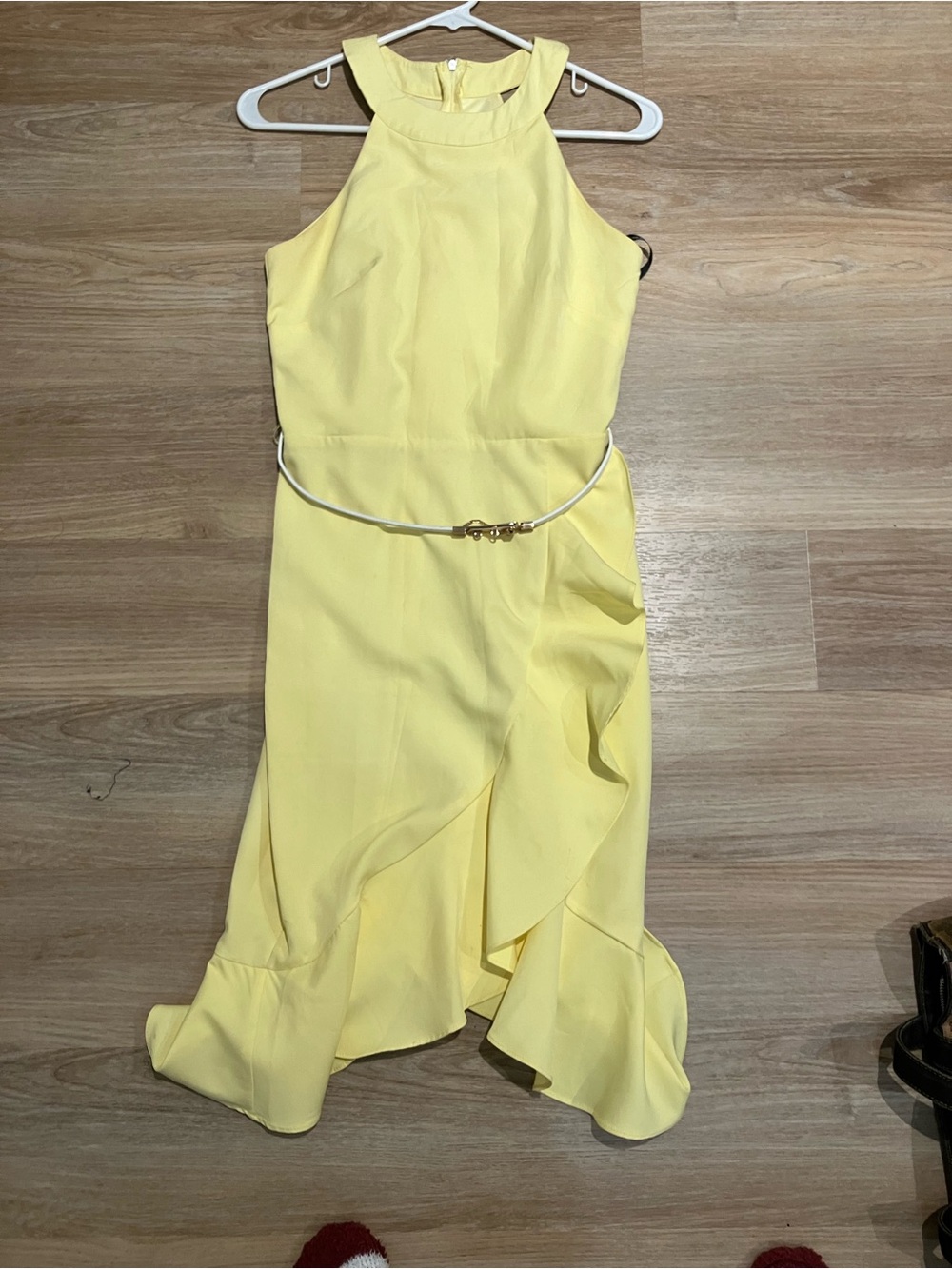 Pale Yellow Ruffle Halter Dress - Picture 7 of 9
